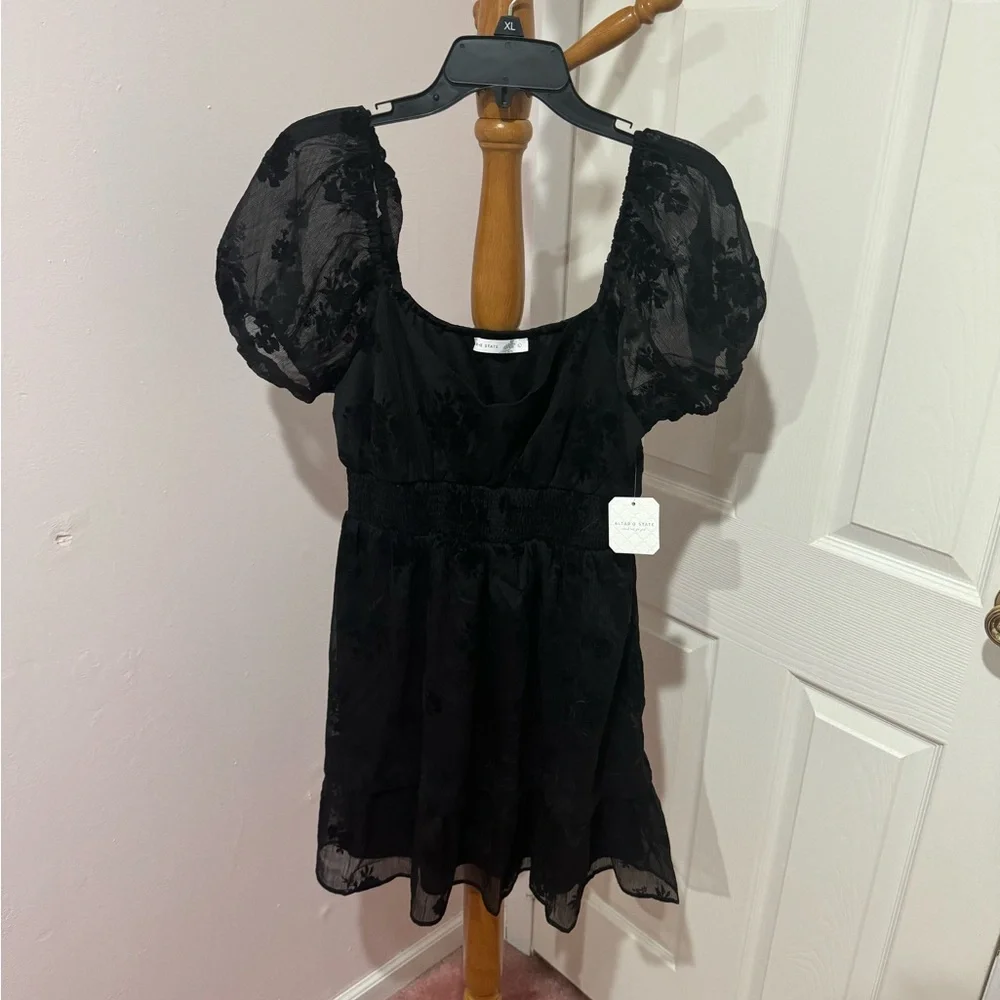 NWT Altar’d State Black Floral Mini Dress - Picture 5 of 9
